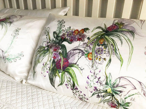 ORCHID FLOWER SILK PILLOWCASE