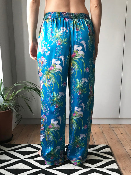 ORCHID FLOWER SILK PYJAMA BOTTOMS