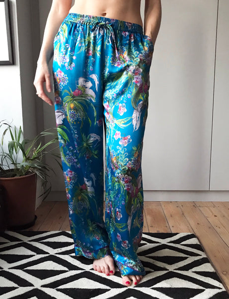 ORCHID FLOWER SILK PYJAMA BOTTOMS