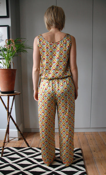 VINTAGE POPPY PRINT SILK PYJAMA TROUSERS