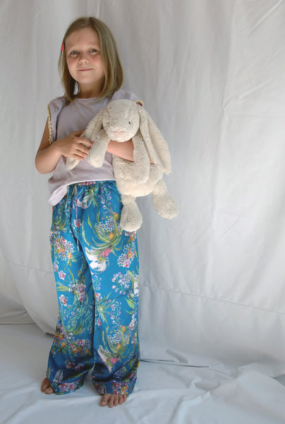 CHILDREN'S ORCHID FLOWER SILK PYJAMA BOTTOMS