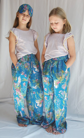 CHILDREN'S ORCHID FLOWER SILK PYJAMA BOTTOMS