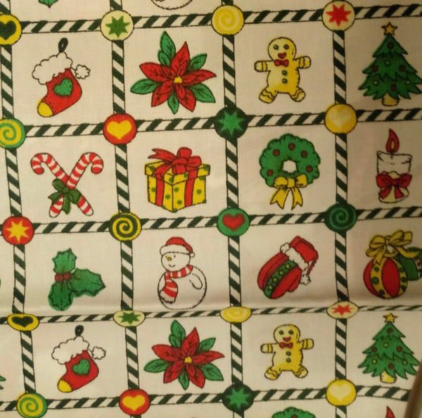 CHRISTMAS PRINT -  candy cane green - 3 ply washable face mask (nose wire available)