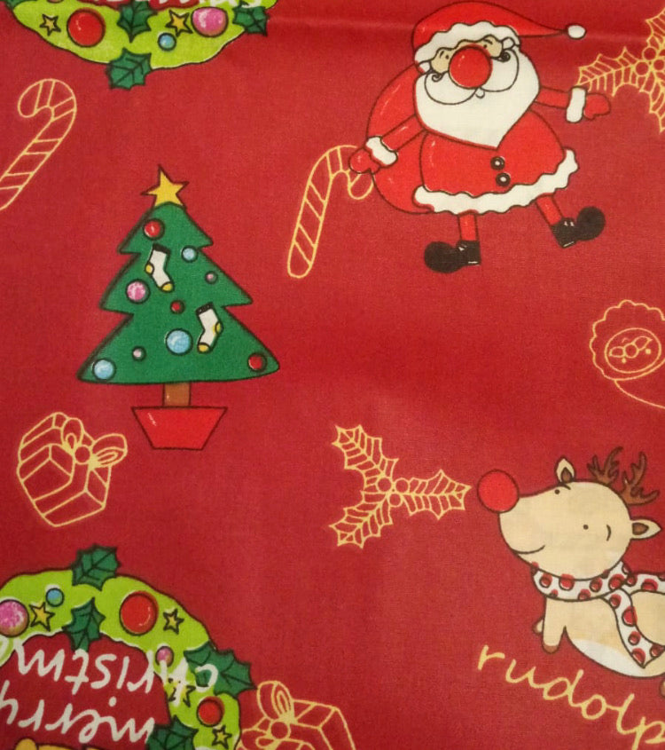 CHRISTMAS PRINT - Red novelty - 3 ply washable face mask (nose wire available)