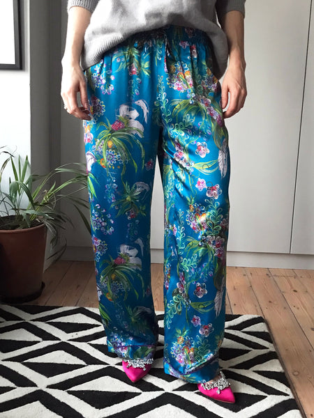 ORCHID FLOWER SILK PYJAMA BOTTOMS