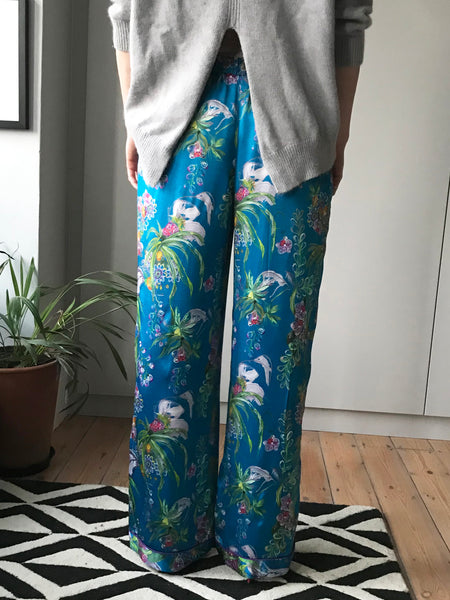 ORCHID FLOWER SILK PYJAMA BOTTOMS