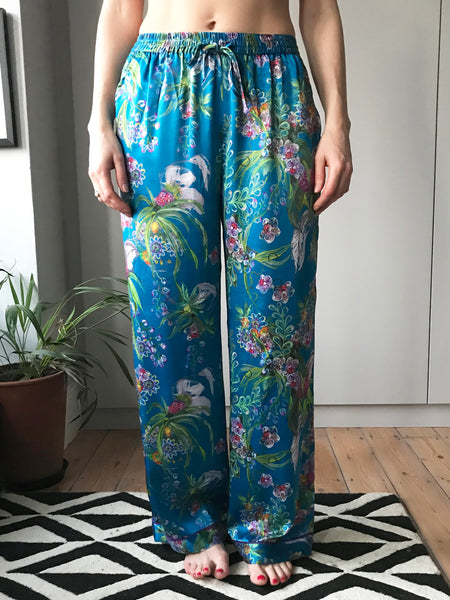 ORCHID FLOWER SILK PYJAMA BOTTOMS