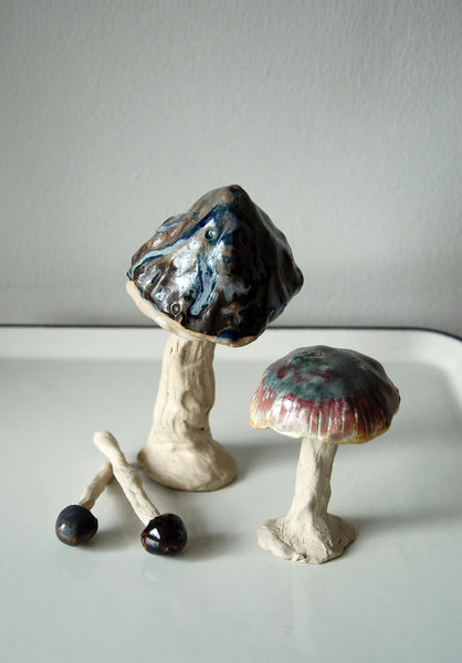 Little Matt Chocolate Grey Ceramic Mushroom