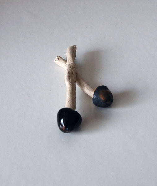 Little Shiny Chocolate Ceramic Mushroom