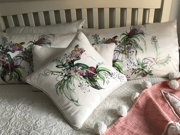 ORCHID FLOWER SILK PILLOWCASE