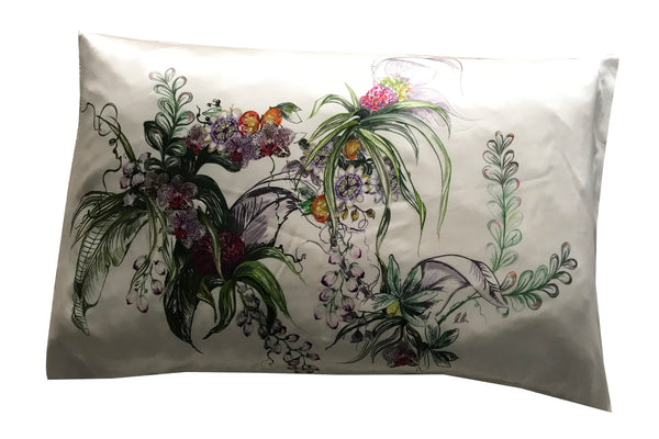 ORCHID FLOWER SILK PILLOWCASE